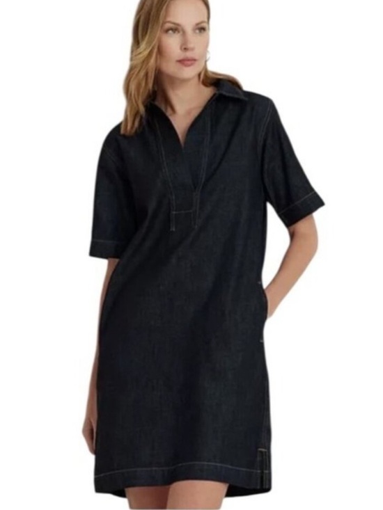Lauren Ralph Lauren Dresses & Skirts - NWT Lauren Ralph Lauren Denim Shirt Dress Dark Navy Jones Street Wash Size M